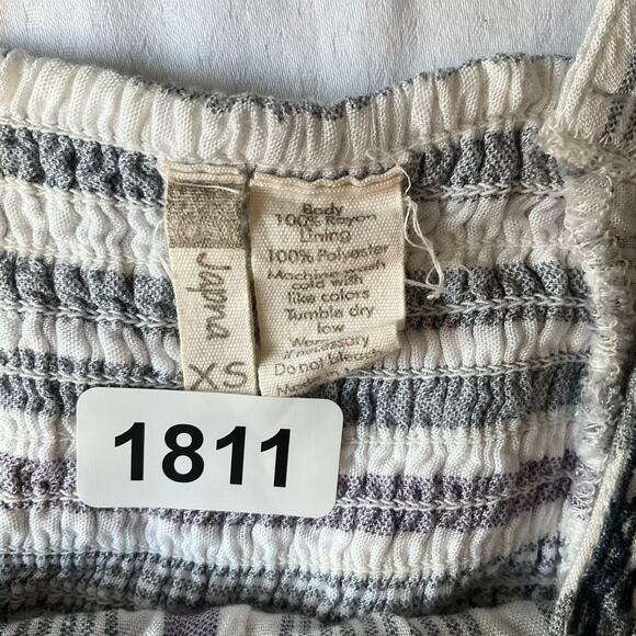 Japna women’s Sleeveless V-neck Short Romper size XS, Gray & White Stripes - Picture 6 of 9